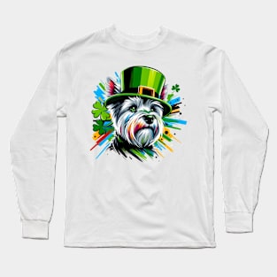 Cesky Terrier Celebrates Saint Patrick's Day in Style Long Sleeve T-Shirt